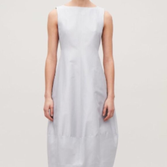 COS cotton silk cocoon midi dress gray Size 4 contemporary classic tailored - Picture 1 of 9